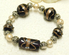 CRYSTAL RHINESTONE WEDDING GLASS BEAD STRETCH BRACELET