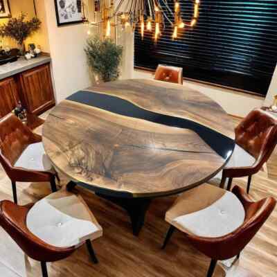 Handmade Epoxy Resin Table   Modern Coffee/Dining Table Custom Wood furniture