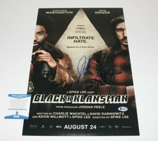 ADAM DRIVER JOHN DAVID WASHINGTON SIGNED BLACKKKLANSMAN MOVIE POSTER BECKETT COA