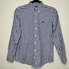 NWOT Brooks Brothers Boys Shirt Madison Navy Blue Gingham Check Long Sleeve Sz L