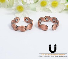 2 Pack Pure Unisex Copper Magnetic Ring 7pcs magnets Cuff Arthritis Joint Pain