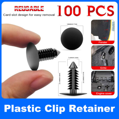 100 Auto Fastener Fit 1/4'' Hole X-Mas Tree Push Type Clip Bumper Fender Retainer