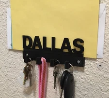 DALLAS Key / Mail / Leash Holder with 4 hooks. Screws included.  Free Shipping
