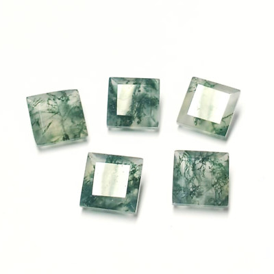 Natural Moss Agate Square cut Gemstones Green Healing Crystal for Jewelry Making