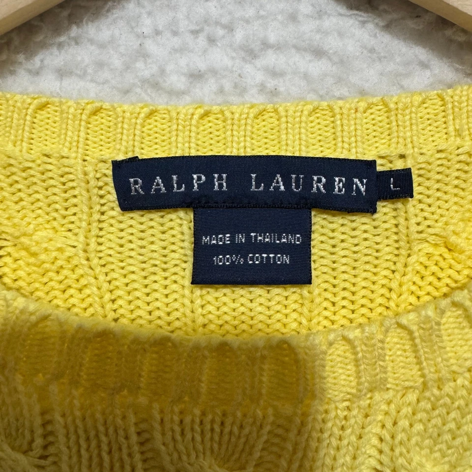 Ralph Lauren желтый кабель трикотажа хлопок свитер женский размер L - Изображение 3 из 4