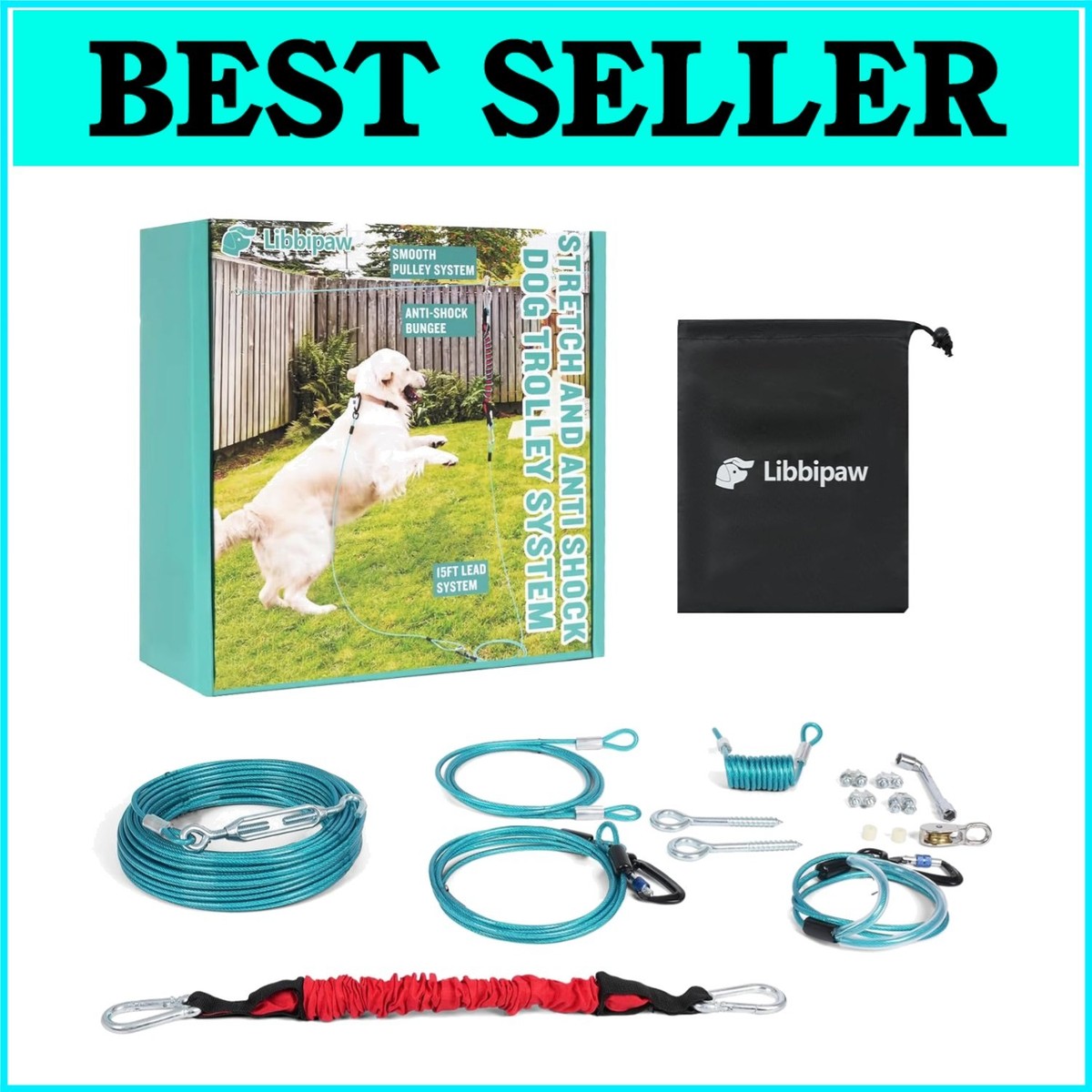 Dog Trolley System 100 Ft Dog Lead Zipline Dog Leash Dog Yard