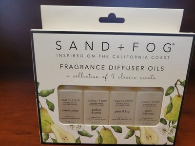 SAND + FOG Fragrance Diffuser Oils 4 PACK NEW SEALED Pear, Fig, Amber, Harvest