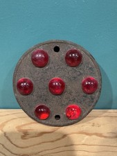 Vintage 1920s Persons No 7 Red Glass Cat Eye Marble Metal 4 Old Truck Reflector