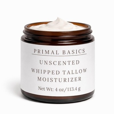 Beef Tallow Moisturizer 100% Grass Fed 4 oz Unscented - Hydrates Oily Dry