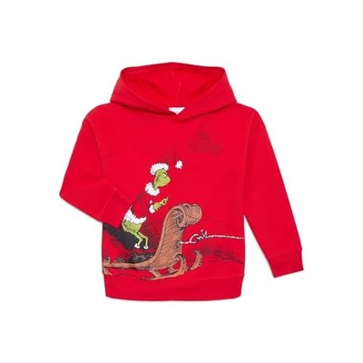The Grinch Little and Big Boys' Front Back Graphic Hoodie, Sizes XS-XXL