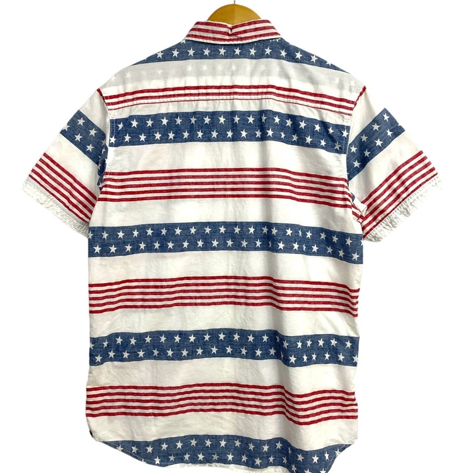 Free Plane Men's Shirt Size Large White Flag Colors USA Short Sleeve Button Up - Image 4 of 4