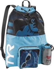 TYR Big Mesh Mummy Backpack for Swim, Gym and Workout Gear, BLue, Blue