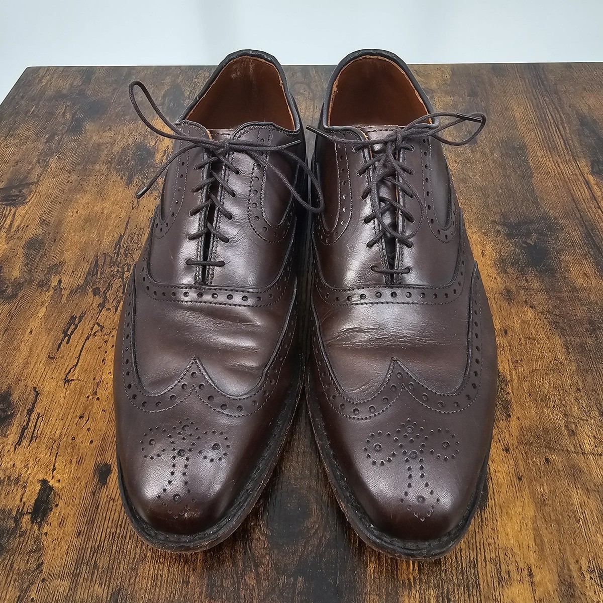 Allen Edmonds McClain 12 D Brown Leather Wingtip Oxford Shoes Lace Up Preppy Allen Edmond Mens 14 A Brown Leather McAllister Wing Tip  main image 2