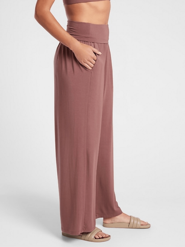 Athleta Soft Lounge Wide Leg Pants in rose brown Elastic Waist Modal Womens XL N - Picture 7 of 7