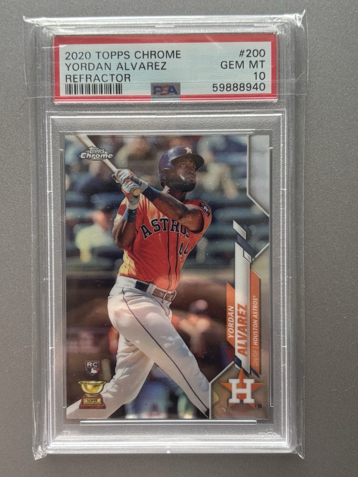 2020 TOPPS CHROME #200 YORDAN ALVAREZ REFRACTOR ROOKIE RC, ASTROS - PSA 10