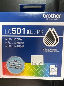 Brother Genuine LC501XL2PK Twin Pack High Yield Black Ink Cartridges 1052
