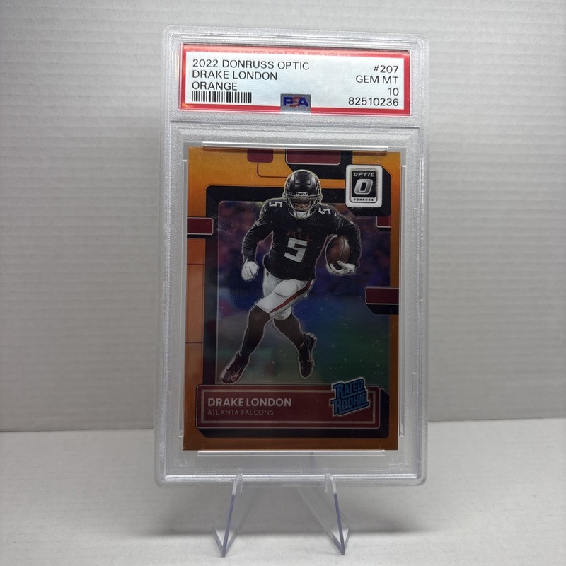2022 Panini Donruss Optic Rated Rookie Drake London 207 Orange Prizm /199 PSA 10