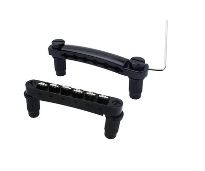 Guyker Guitar Tune-O-Matic Bridge and Stop Small, Black (Bridge + Tailpiece) 