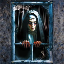 Halloween Scary Window Cover Decoration,Halloween Horror Curtain Fabric