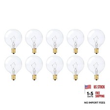 Small Globe G16.5 Round Bulb 40W E12 Candelabra Base 10 Pack Clear 40 Watts