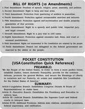 Wallet-Sized Pocket Constitution  Bill of Rights Card with Blue Envelope