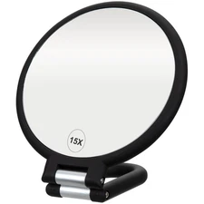 Magnifying Handheld Mirror 1X/15X with Adjustable Handle for Makeup Travel