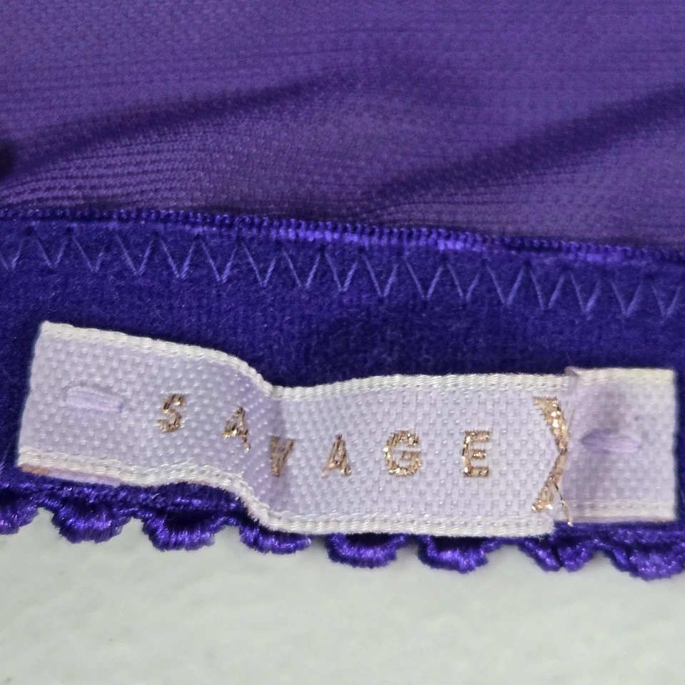 Savage X Fenty Women Bra 44D Purple Geometric Underwired Lace Logo - Image 3 of 4