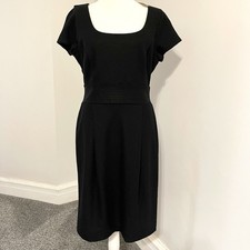 Banana Republic Little Black Wool Dress Sz 10 Embroidered Waist Lined NEW W Tags