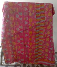 Indian Handwoven Patchwork Vintage Cotton Kantha Quilt ,Bedspread ,Throw Blanket