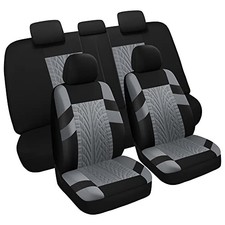 VarCozy Car Seat Covers Full Set, Front  Split Rear Bench FULL SET BLACK GREY