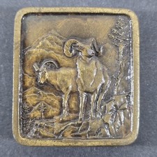 Vintage 1977 Big Horn Ram Sheep Belt Buckle - Solid Brass 2" X 2" - Collectible