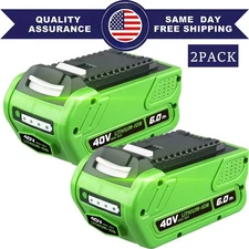 2PCS 6.0Ah Battery For Greenworks 40 Volt G-MAX Lithium  29472 29462 29252 20202