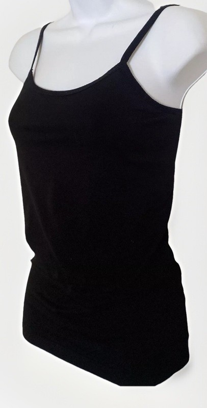 Black Adjustable Strap Cami Tank Top - Size Medium