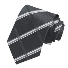 Plaid Tie for Men, Classic Striped Tie for Suit Tuxedo Men's Check Black 01