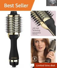 24K Gold Blow Dryer Brush - Quick & Effortless Volume & Shine for All Hair Types