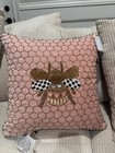 Mackenzie Childs Queen Bee PINK square beaded throw pillow 18" NEW with tags! — photo 1