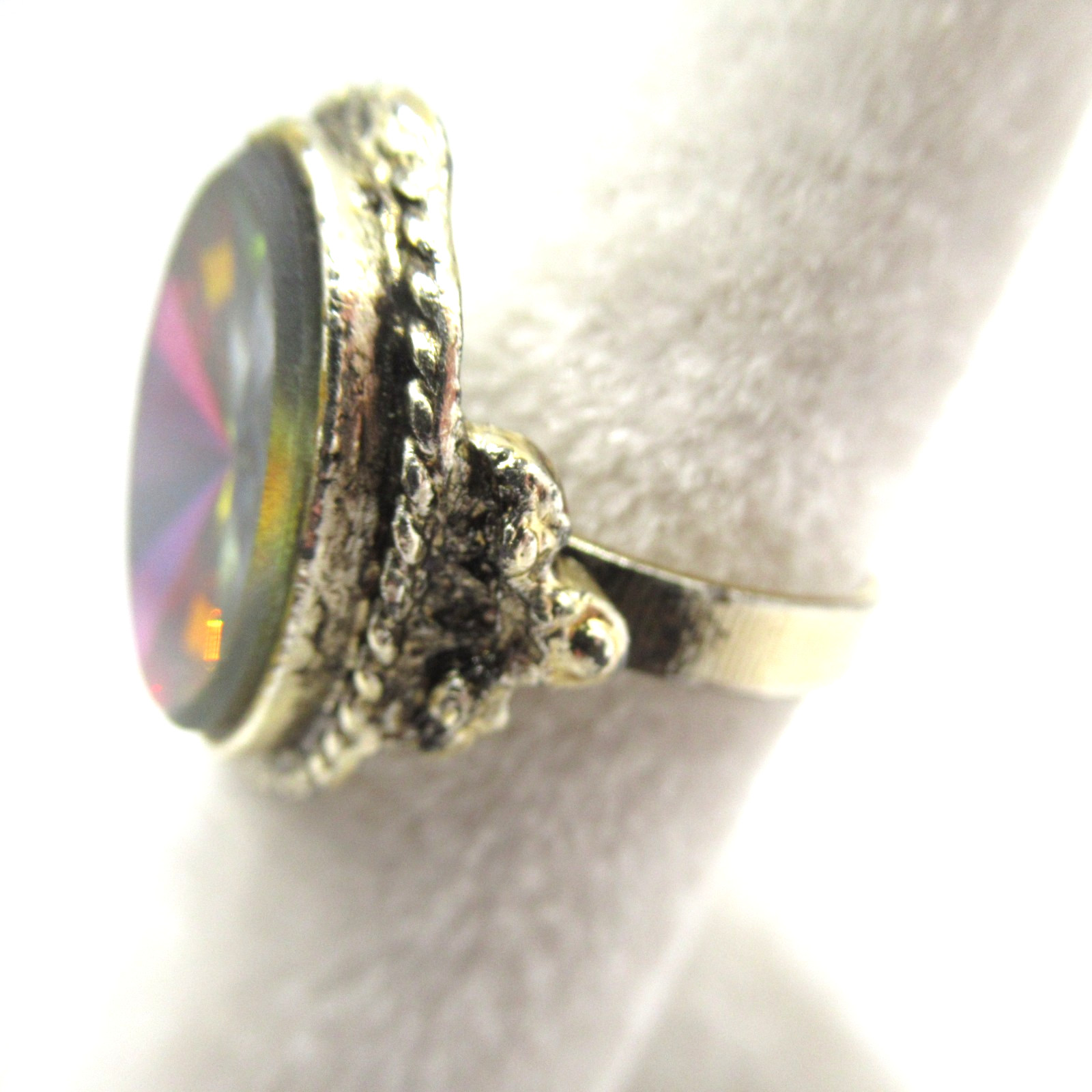 Simulated Ametrine Glass Ring Adjustable Size 9 - image 2