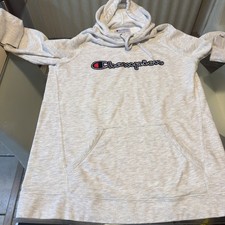 Champion Gray Pullover Cowl Neck Athletic Hoodie with Logo Medium Streetwear M
