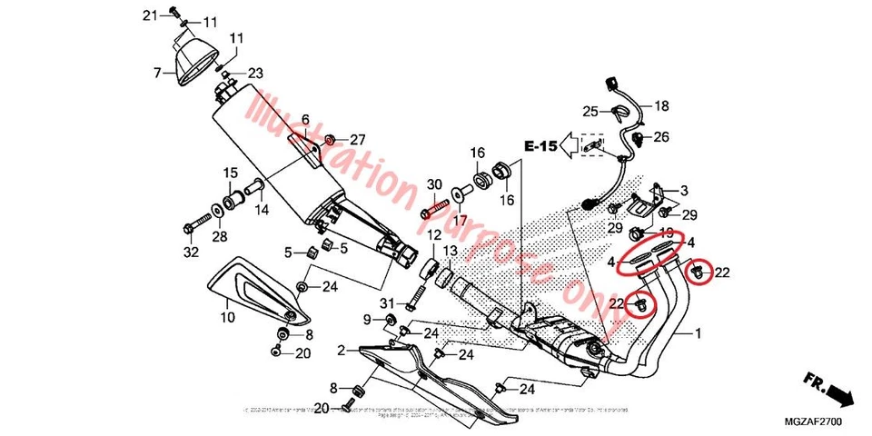 Juego de reparación de juntas de colector de escape Honda CB500F/FA, CB500X/XA, CBR500R/RA Foto 3 de 3