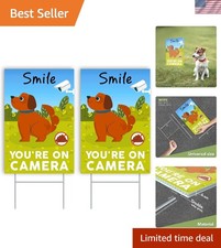 Curb Your Dog with Stylish 8x12 Smile Camera Signs - Set of 2 Outdoor Signs