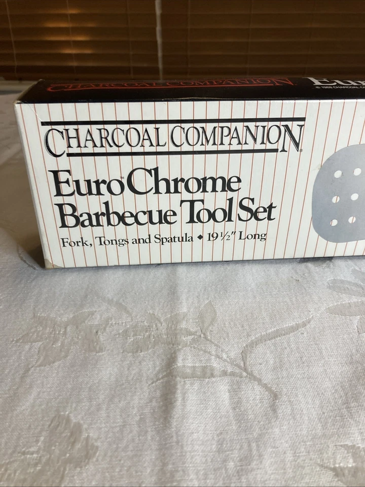 Vtg Charcoal Companion EuroChrome 3 Piece Grill Tools/Utensils Wood Handles New - Image 2 of 4