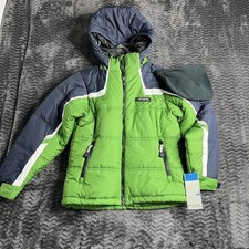 LONDON FOG Kids Green and Blue Jacket Winter Coat Color Block Size 10/12 NWT