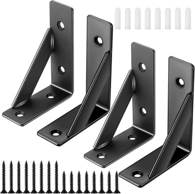 4er Set Regalträger, Wandhalterung, Schwerlast 90 Grad Metallwinkel, schwebend