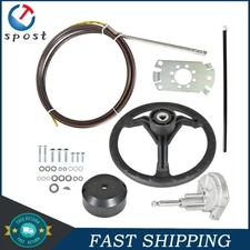 SS13713 13Ft Boat Rotary Steering System Outboard Kit Marine With 12.4" Wheel