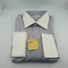 Brioni Mens Long Sleeve Multicolored Striped Shirt French Cuff Size 17 $495 MSRP