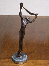 Isadora Duncan 15 5/8" Bronze Statue Art Deco DANCER Figure with Marble Base 