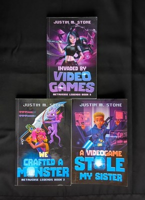 Lot Of 3 Justin Stone Books Metaverse Legend 1-3 Invaded By Video Game Monster