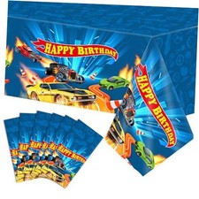 6Pieces Hot Car Themed Plastic Tablecloth Hot Race Car Birthday Party Plastic