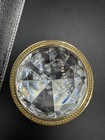 Vintage 1980s Large Clear Crystal Scarf Clip Gold Filigree Slide Statement Nice — photo 2