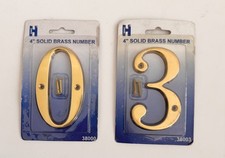 Solid Brass Lacquered 4" House Numbers 0 or 3 Your Choice